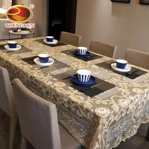 Rétthyrndur blúndudúkur pólýester fyrir veisluna